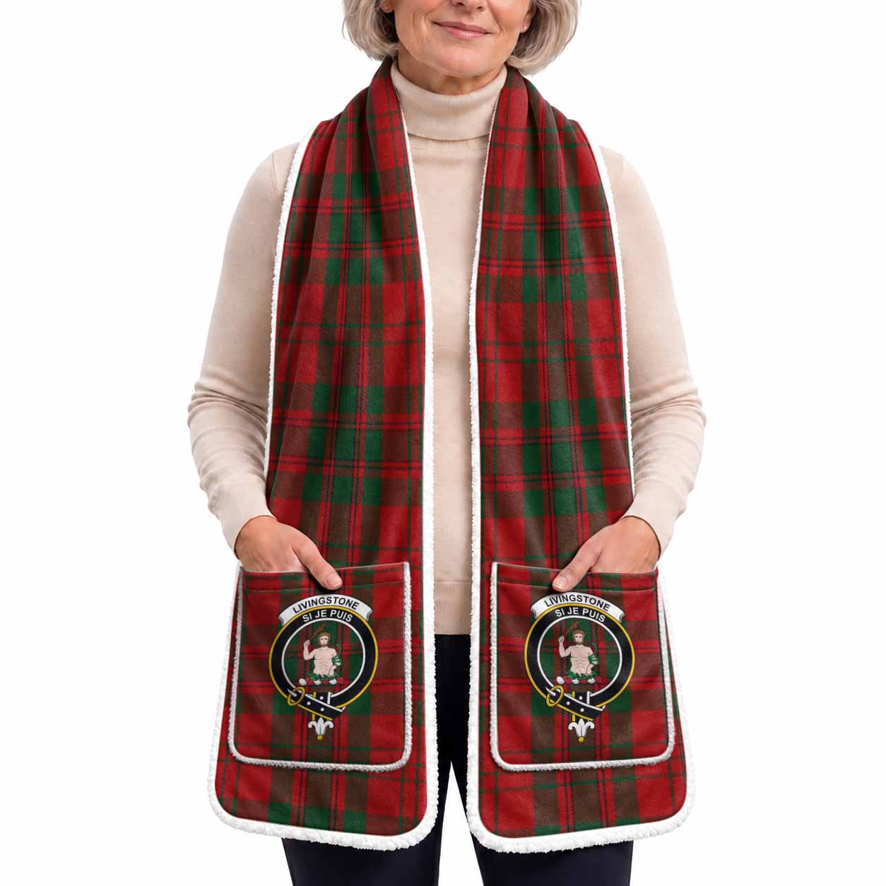 Livingstone (Livingston) Tartan Crest Pocket Scarf - Ultimate Plaid Gift Wrap