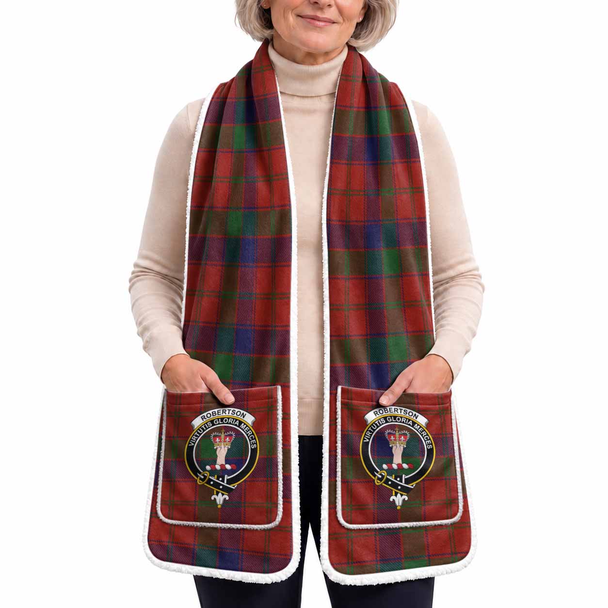 Robertson Tartan Crest Pocket Scarf - Ultimate Plaid Gift Wrap