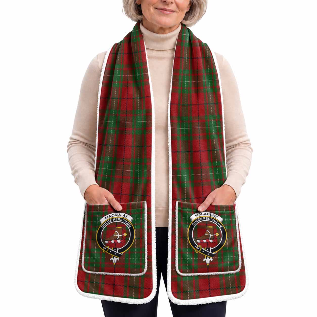 MacAulay (MacAuley) Tartan Crest Pocket Scarf - Ultimate Plaid Gift Wrap
