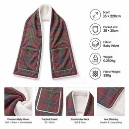 Rice of Wales Tartan Hand-Warmer Pocket Scarf