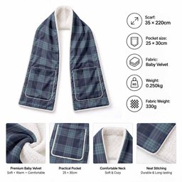 Roberts of Wales Tartan Hand-Warmer Pocket Scarf