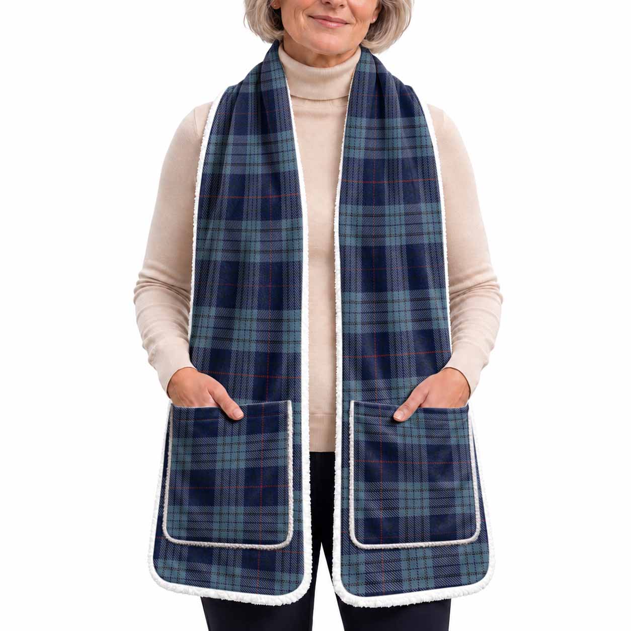 Roberts of Wales Tartan Hand-Warmer Pocket Scarf