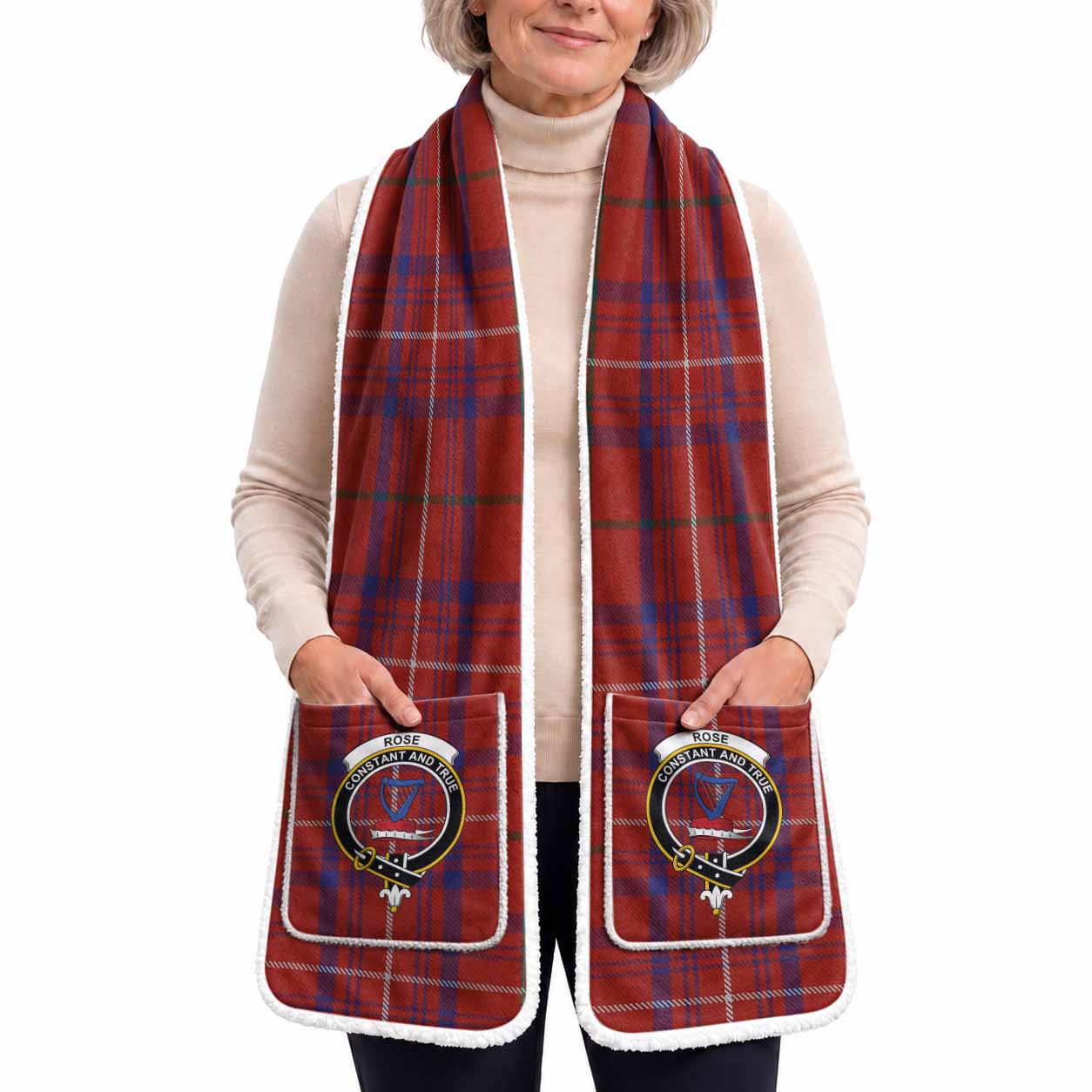 Rose Tartan Crest Pocket Scarf - Ultimate Plaid Gift Wrap