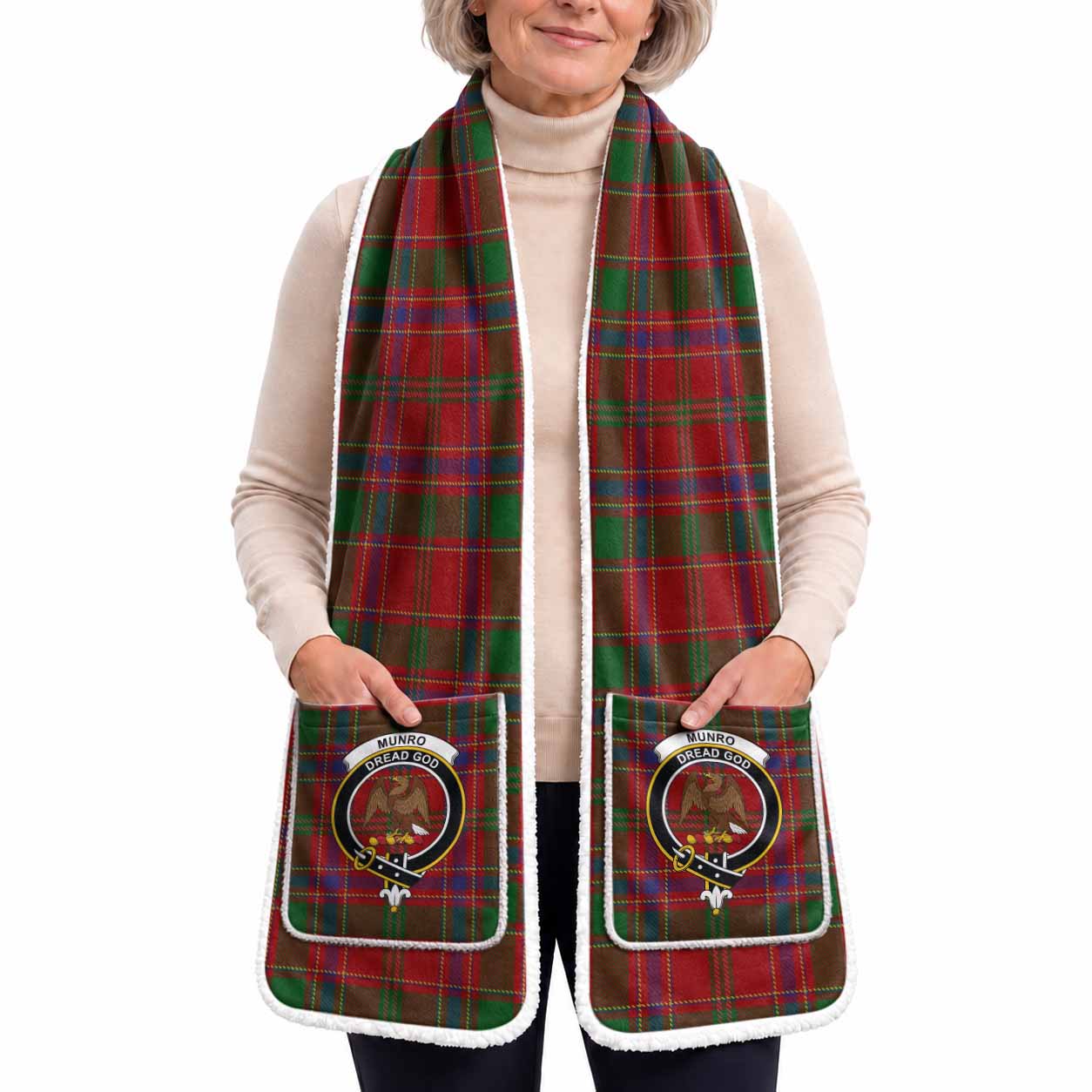 Munro (Monroe) Tartan Crest Pocket Scarf - Ultimate Plaid Gift Wrap