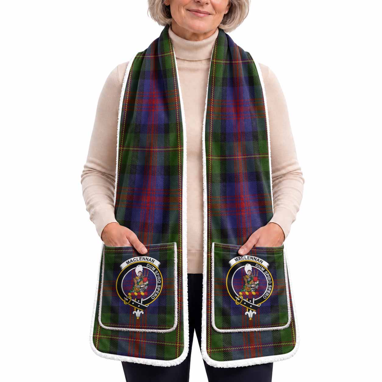 MacLennan (McLennan) Tartan Crest Pocket Scarf - Ultimate Plaid Gift Wrap