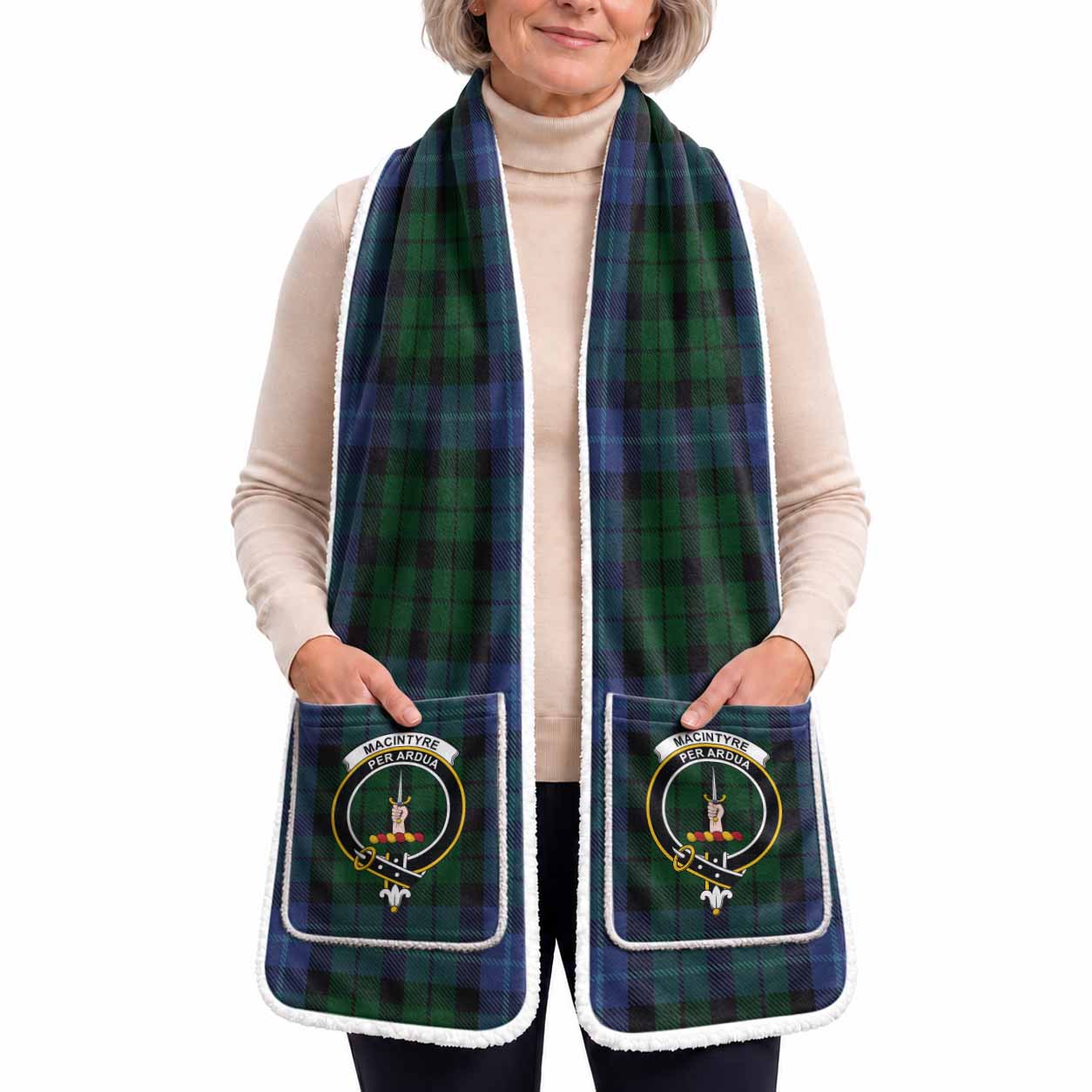 MacIntyre (McIntyre) Tartan Crest Pocket Scarf - Ultimate Plaid Gift Wrap