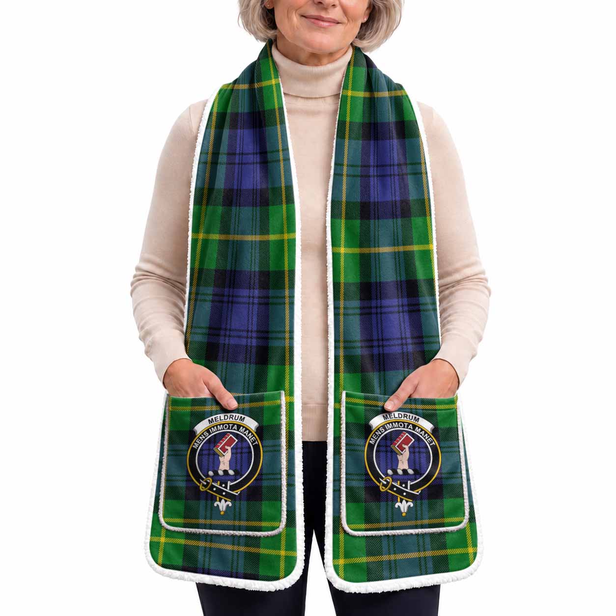 Meldrum Tartan Crest Pocket Scarf - Ultimate Plaid Gift Wrap