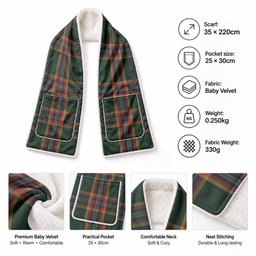 Moran Tartan Hand-Warmer Pocket Scarf
