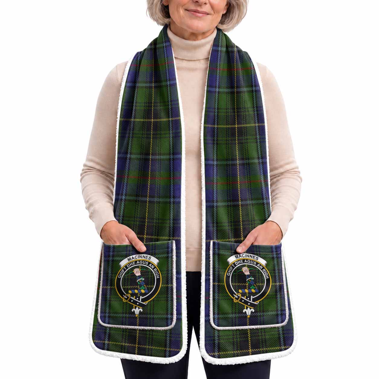 MacInnes (McInnes) Tartan Crest Pocket Scarf - Ultimate Plaid Gift Wrap