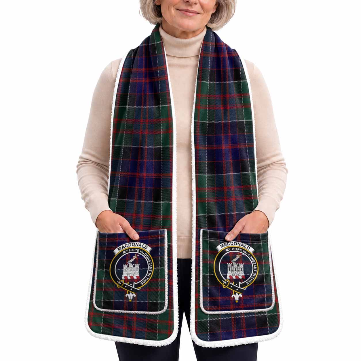 MacDonald (McDonald) of Clanranald Tartan Crest Pocket Scarf - Ultimate Plaid Gift Wrap