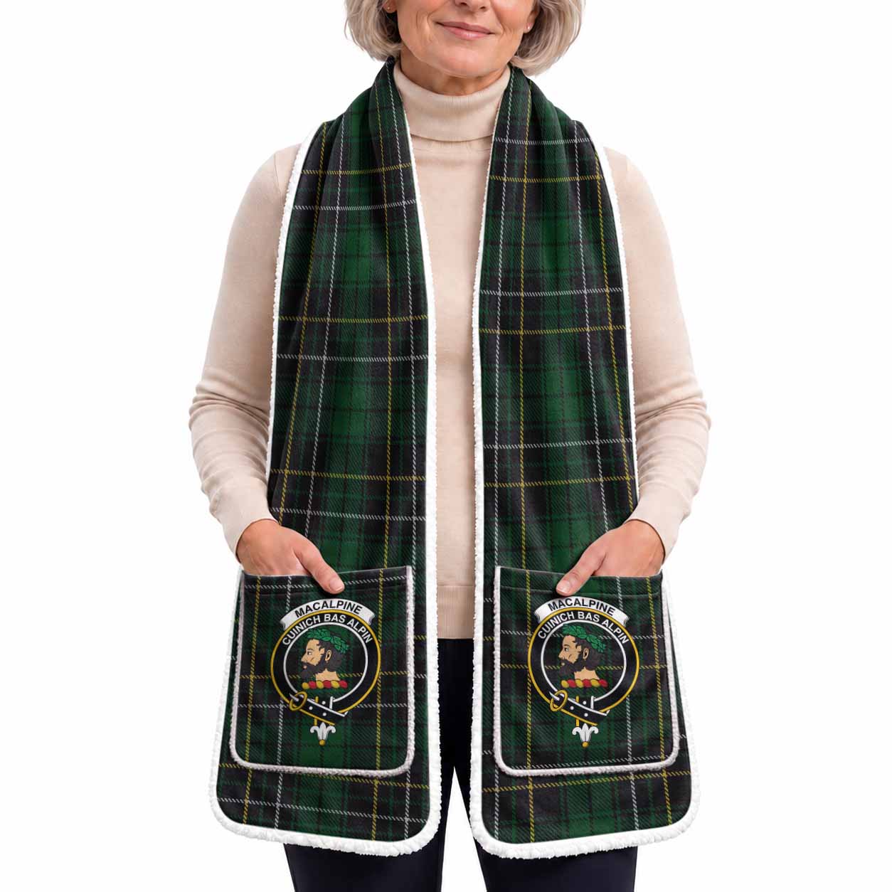 MacAlpine (MacAlpin) Tartan Crest Pocket Scarf - Ultimate Plaid Gift Wrap