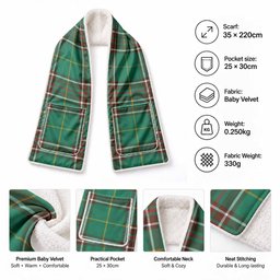 Newfoundland And Labrador Tartan Hand-Warmer Pocket Scarf