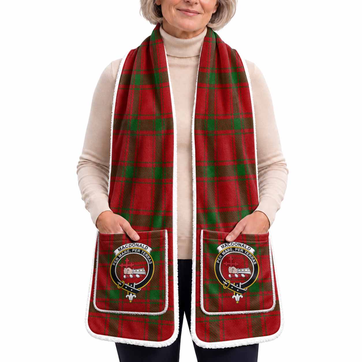 MacDonald (McDonald) of Sleat Tartan Crest Pocket Scarf - Ultimate Plaid Gift Wrap