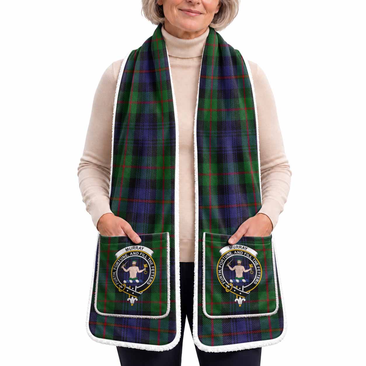 Murray Tartan Crest Pocket Scarf - Ultimate Plaid Gift Wrap