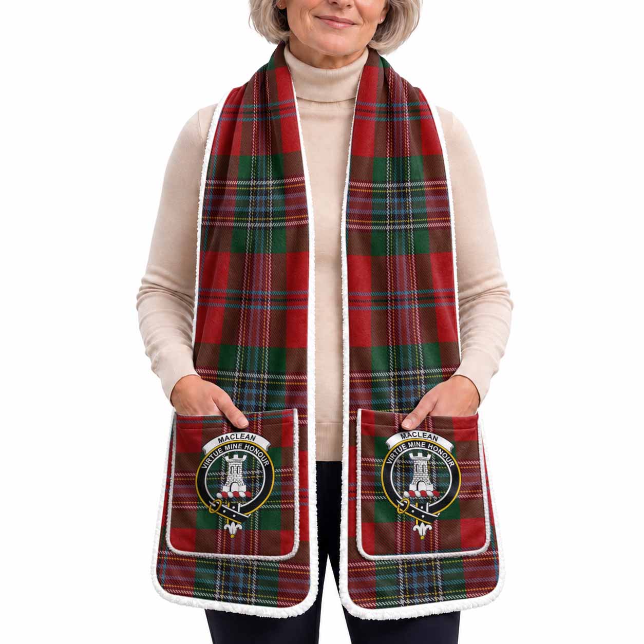 MacLean (McLean) Tartan Crest Pocket Scarf - Ultimate Plaid Gift Wrap