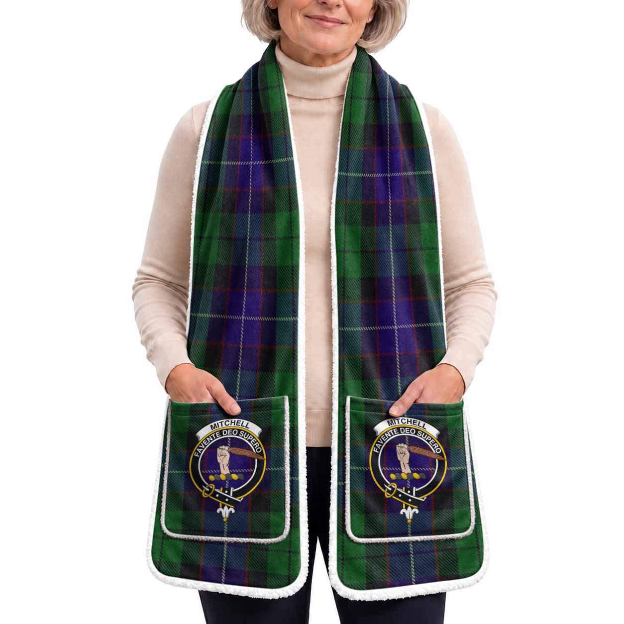 Mitchell Tartan Crest Pocket Scarf - Ultimate Plaid Gift Wrap