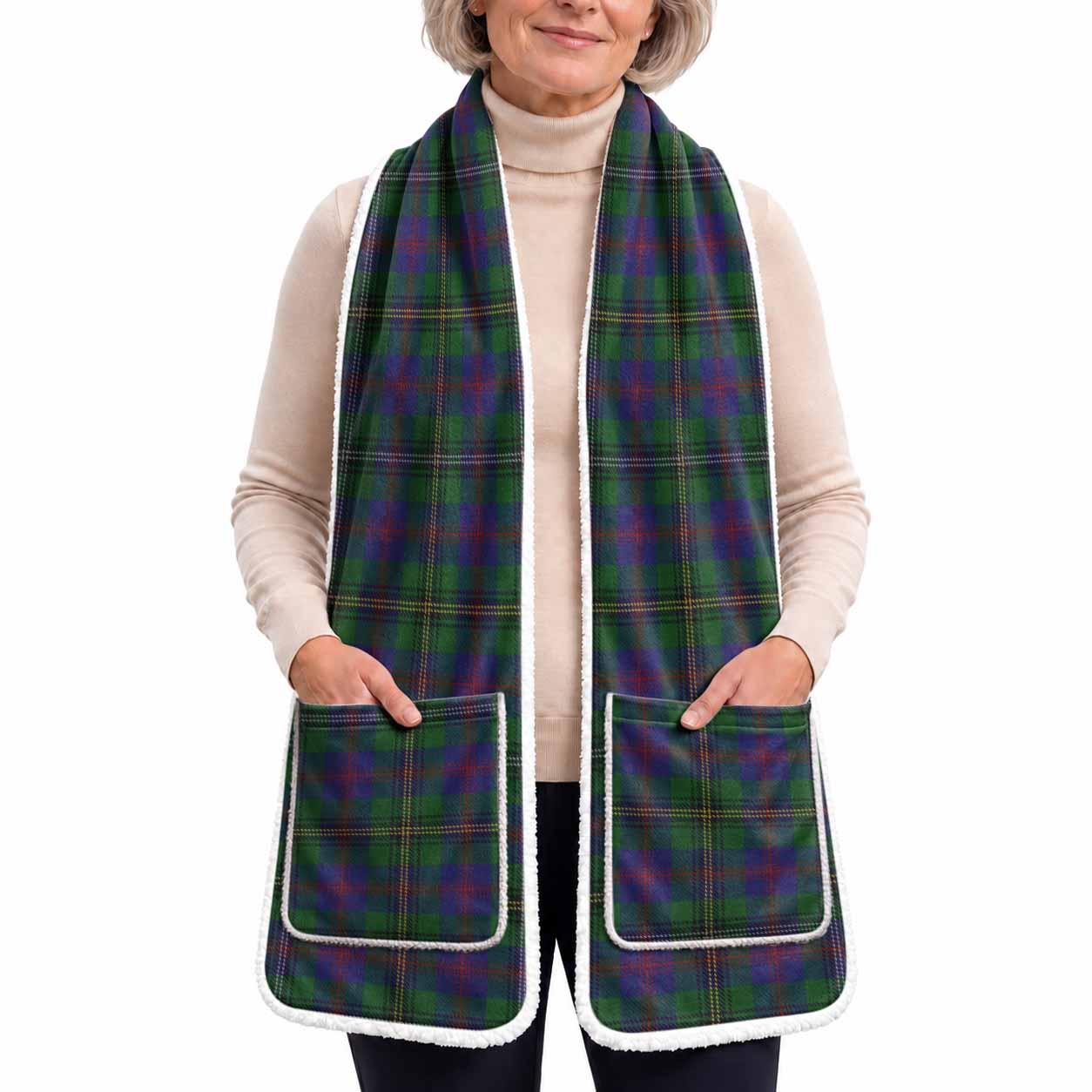 Wood Tartan Hand-Warmer Pocket Scarf