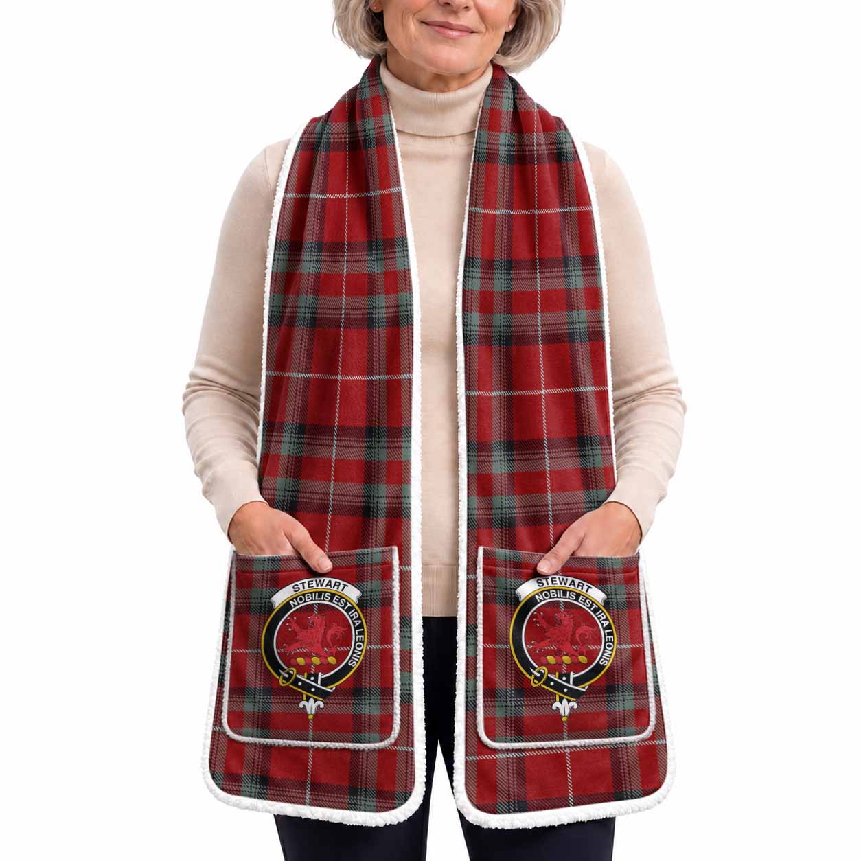 Stewart (Stuart) of Bute Tartan Crest Pocket Scarf - Ultimate Plaid Gift Wrap