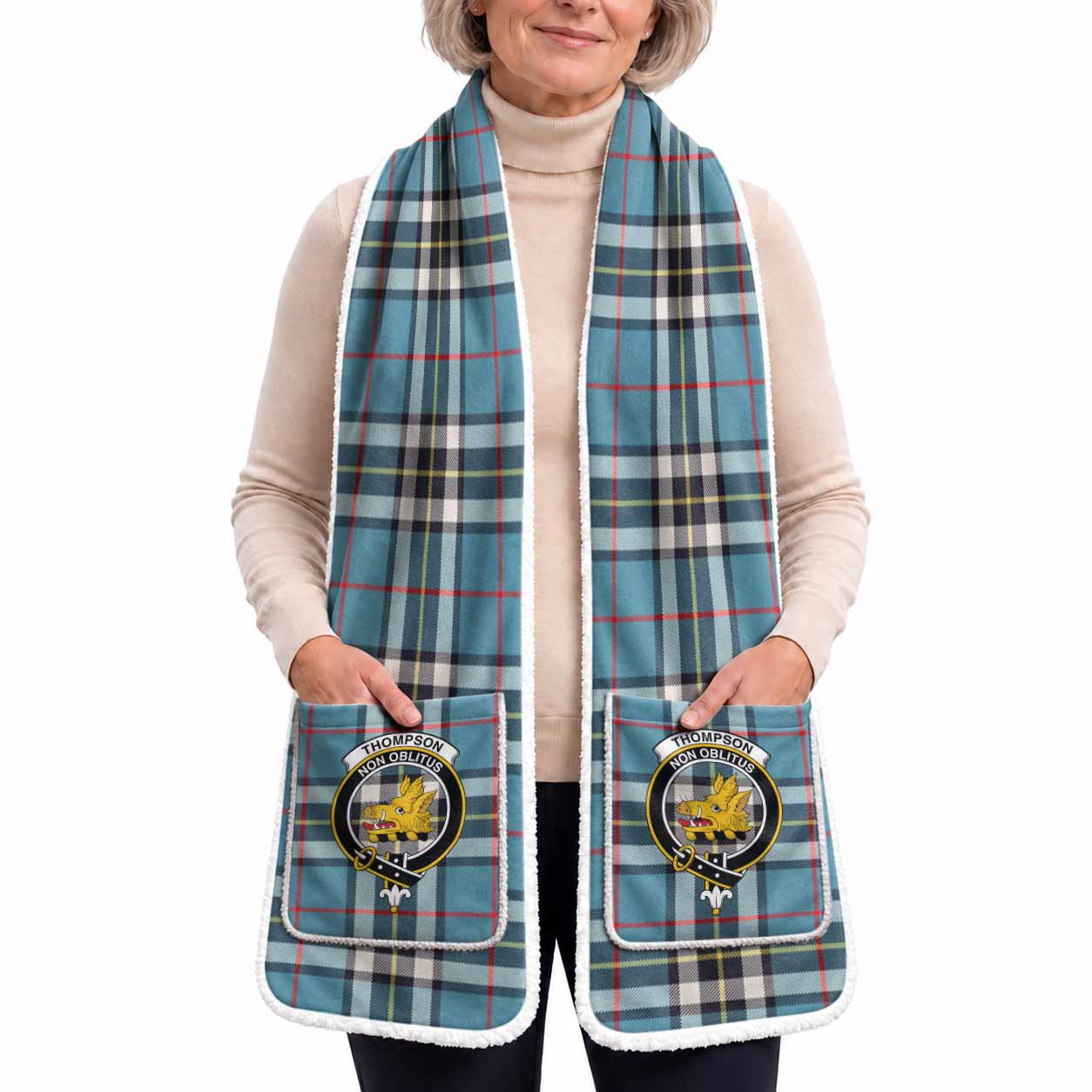 Thompson (Thomson) Tartan Crest Pocket Scarf - Ultimate Plaid Gift Wrap