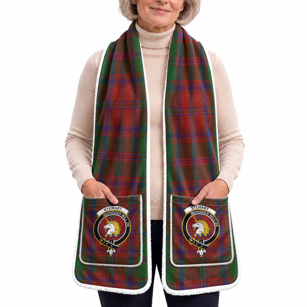 Stewart (Stuart) of Appin Tartan Crest Pocket Scarf - Ultimate Plaid Gift Wrap