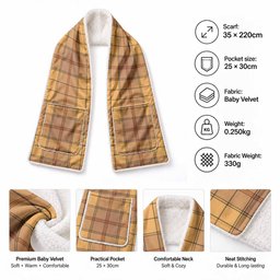 Ulster Tartan Hand-Warmer Pocket Scarf