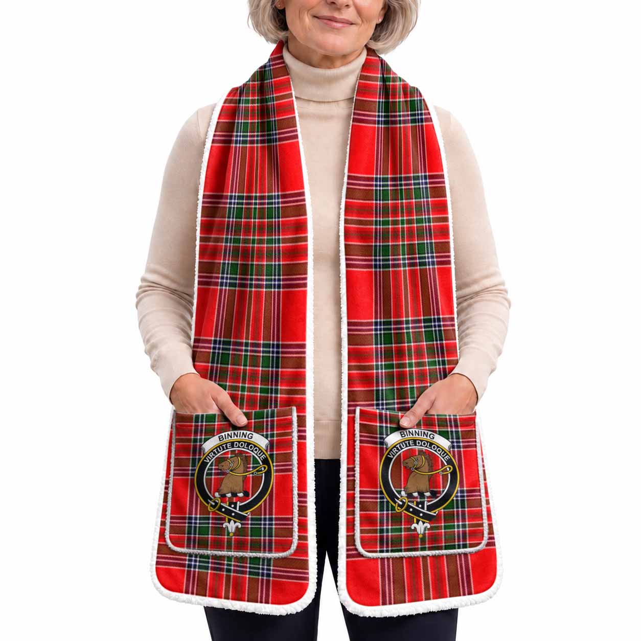 Binning Tartan Crest Pocket Scarf - Ultimate Plaid Gift Wrap