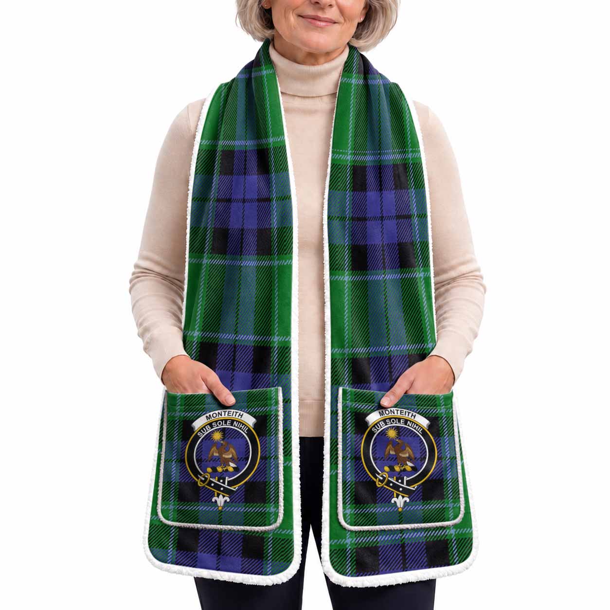 Monteith Tartan Crest Pocket Scarf - Ultimate Plaid Gift Wrap