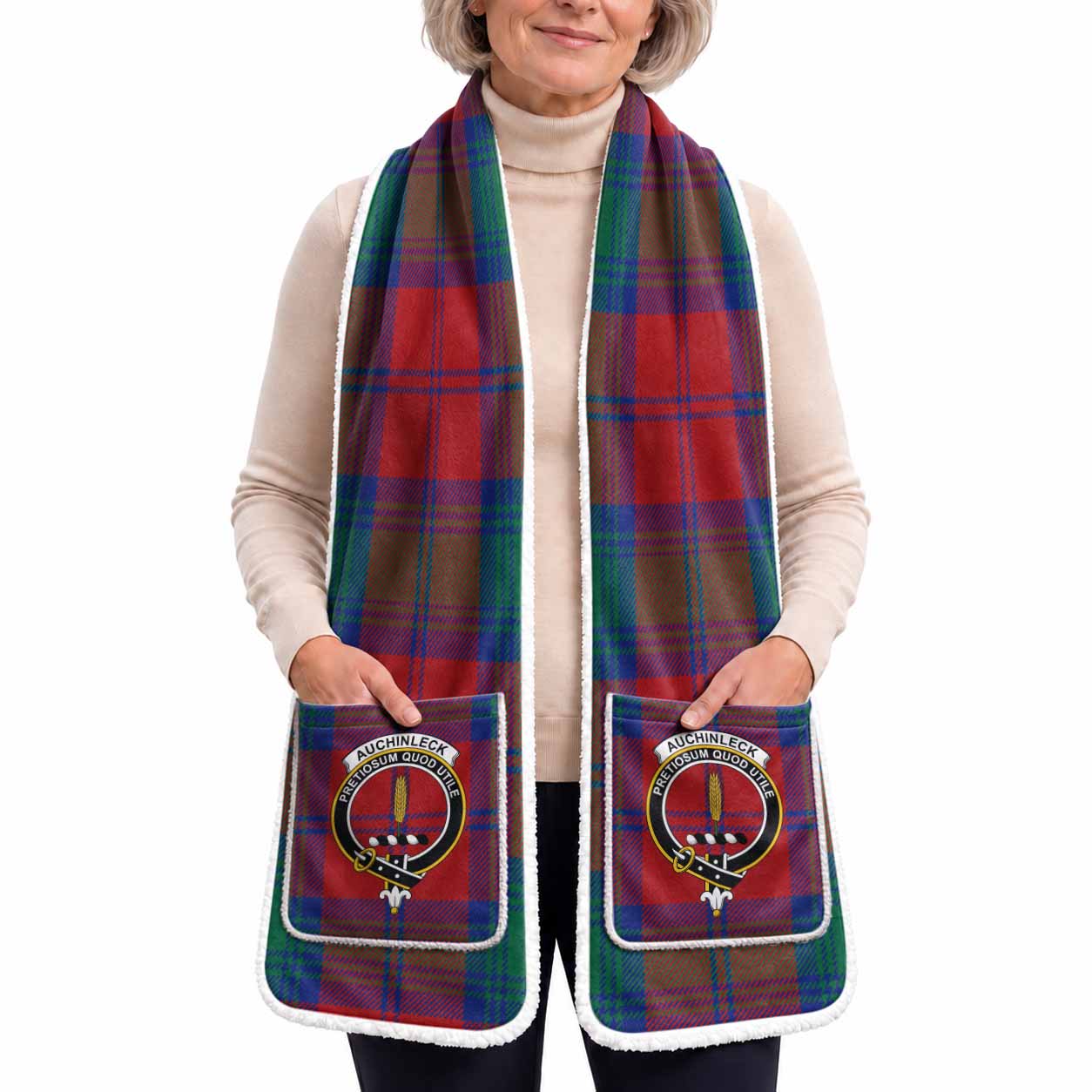 Auchinleck (Affleck) Tartan Crest Pocket Scarf - Ultimate Plaid Gift Wrap