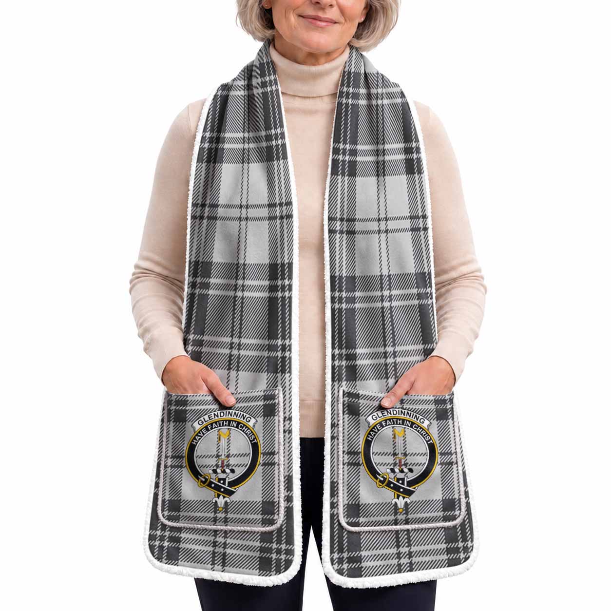 Glendinning Tartan Crest Pocket Scarf - Ultimate Plaid Gift Wrap