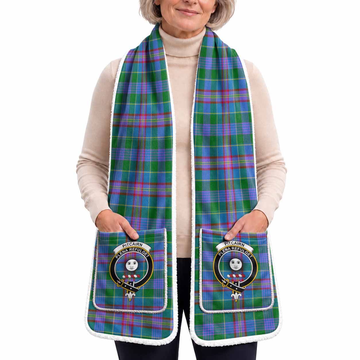 Pitcairn Tartan Crest Pocket Scarf - Ultimate Plaid Gift Wrap
