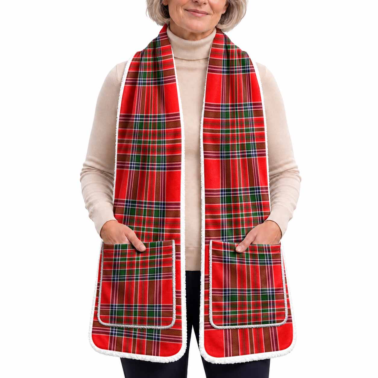 Binning Tartan Hand-Warmer Pocket Scarf
