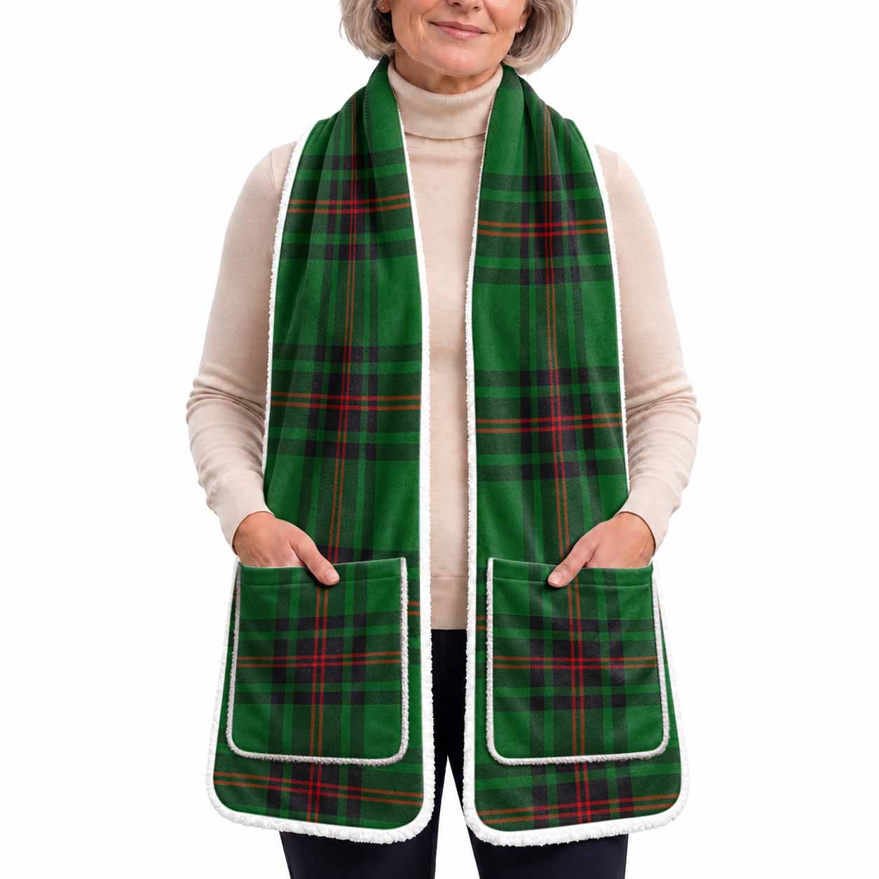 Primrose Tartan Hand-Warmer Pocket Scarf