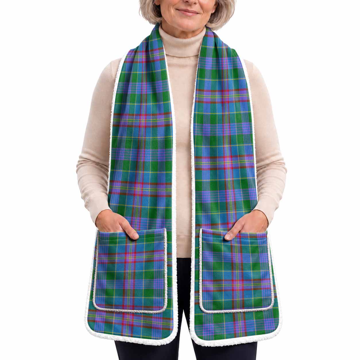 Pitcairn Tartan Hand-Warmer Pocket Scarf