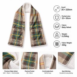 Saskatchewan Tartan Hand-Warmer Pocket Scarf