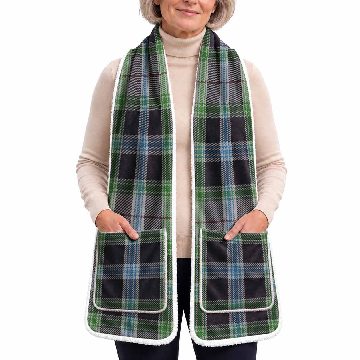 Wiseman Tartan Hand-Warmer Pocket Scarf