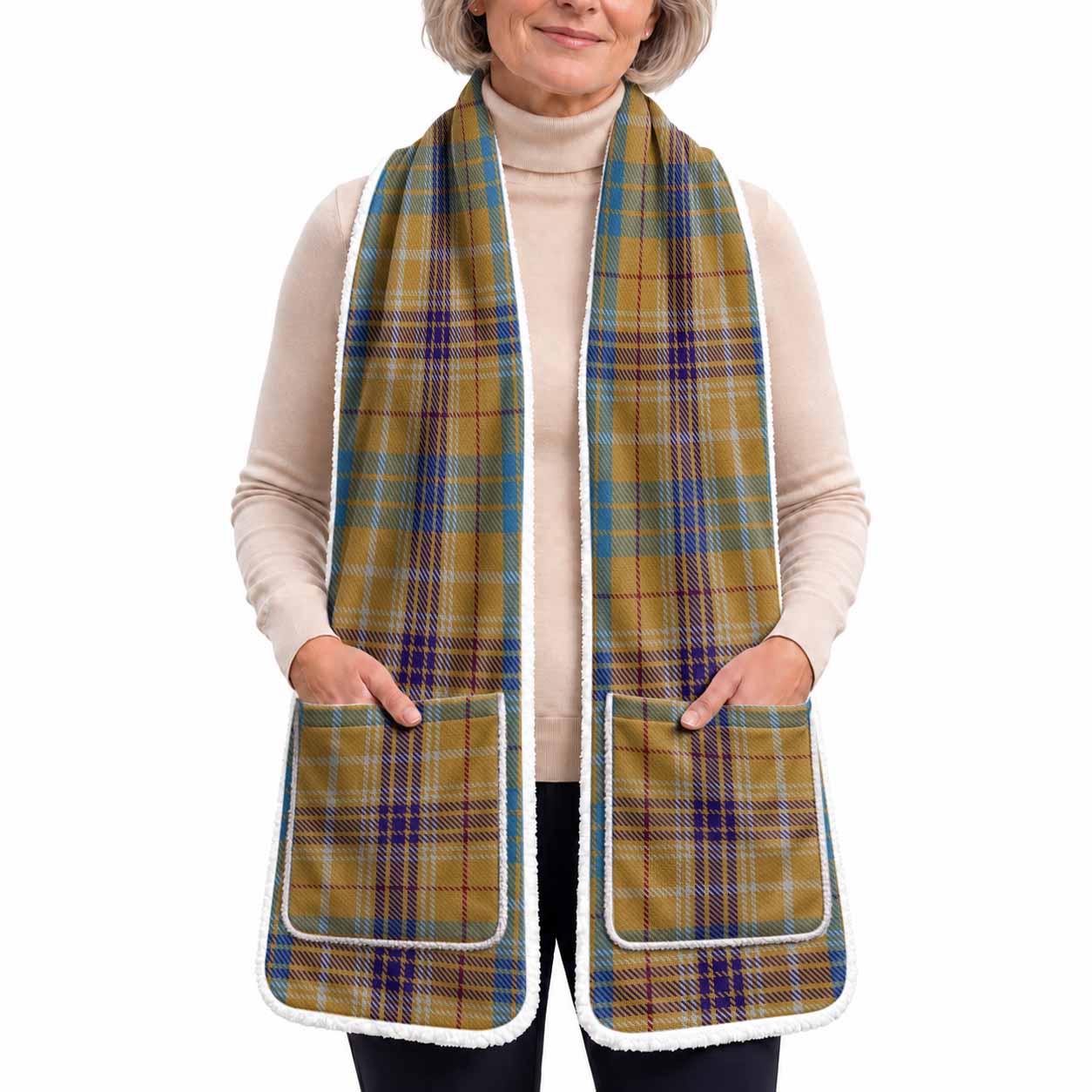 Ottawa Tartan Hand-Warmer Pocket Scarf