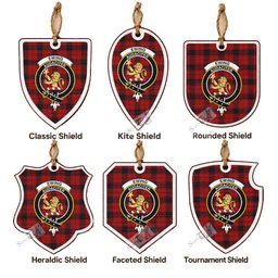 Ewing Tartan Crest Shield Wood Ornament , Scottish Heritage Family Keepsake Gift