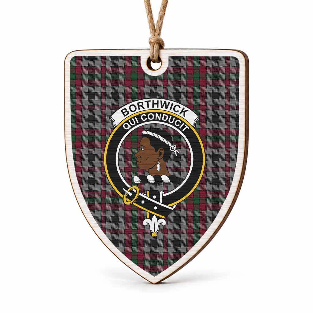 Borthwick Tartan Crest Shield Wood Ornament , Scottish Heritage Family Keepsake Gift