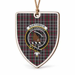 Borthwick Tartan Crest Shield Wood Ornament , Scottish Heritage Family Keepsake Gift