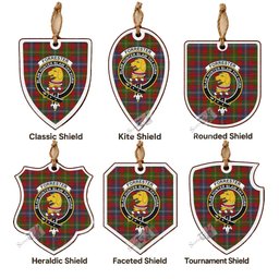 Forrester (Foster) Tartan Crest Shield Wood Ornament , Scottish Heritage Family Keepsake Gift