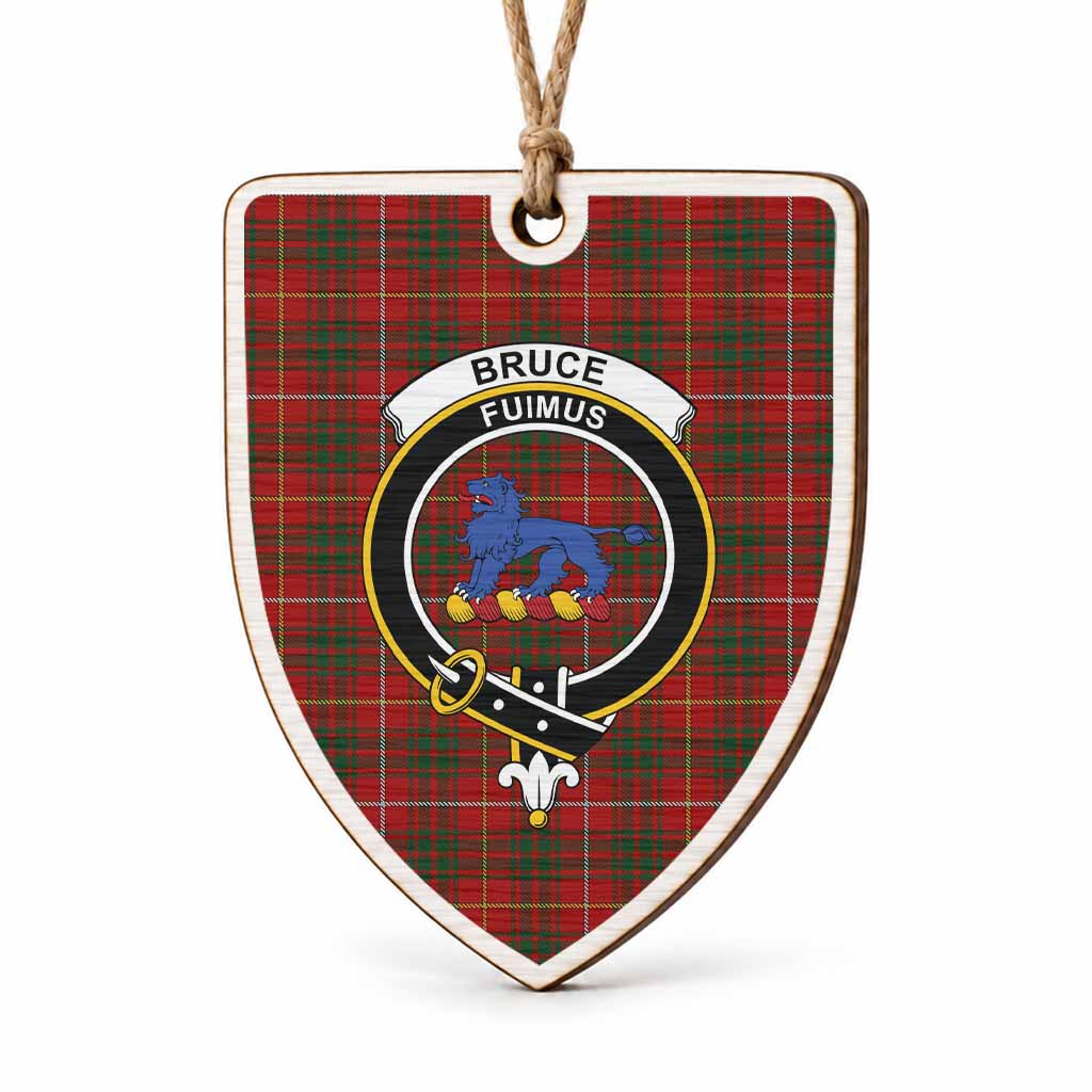 Bruce Tartan Crest Shield Wood Ornament , Scottish Heritage Family Keepsake Gift