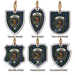 Baird Tartan Crest Shield Wood Ornament , Scottish Heritage Family Keepsake Gift