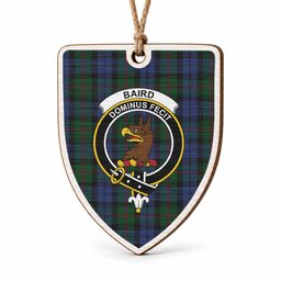 Baird Tartan Crest Shield Wood Ornament , Scottish Heritage Family Keepsake Gift