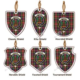 Christie Tartan Crest Shield Wood Ornament , Scottish Heritage Family Keepsake Gift