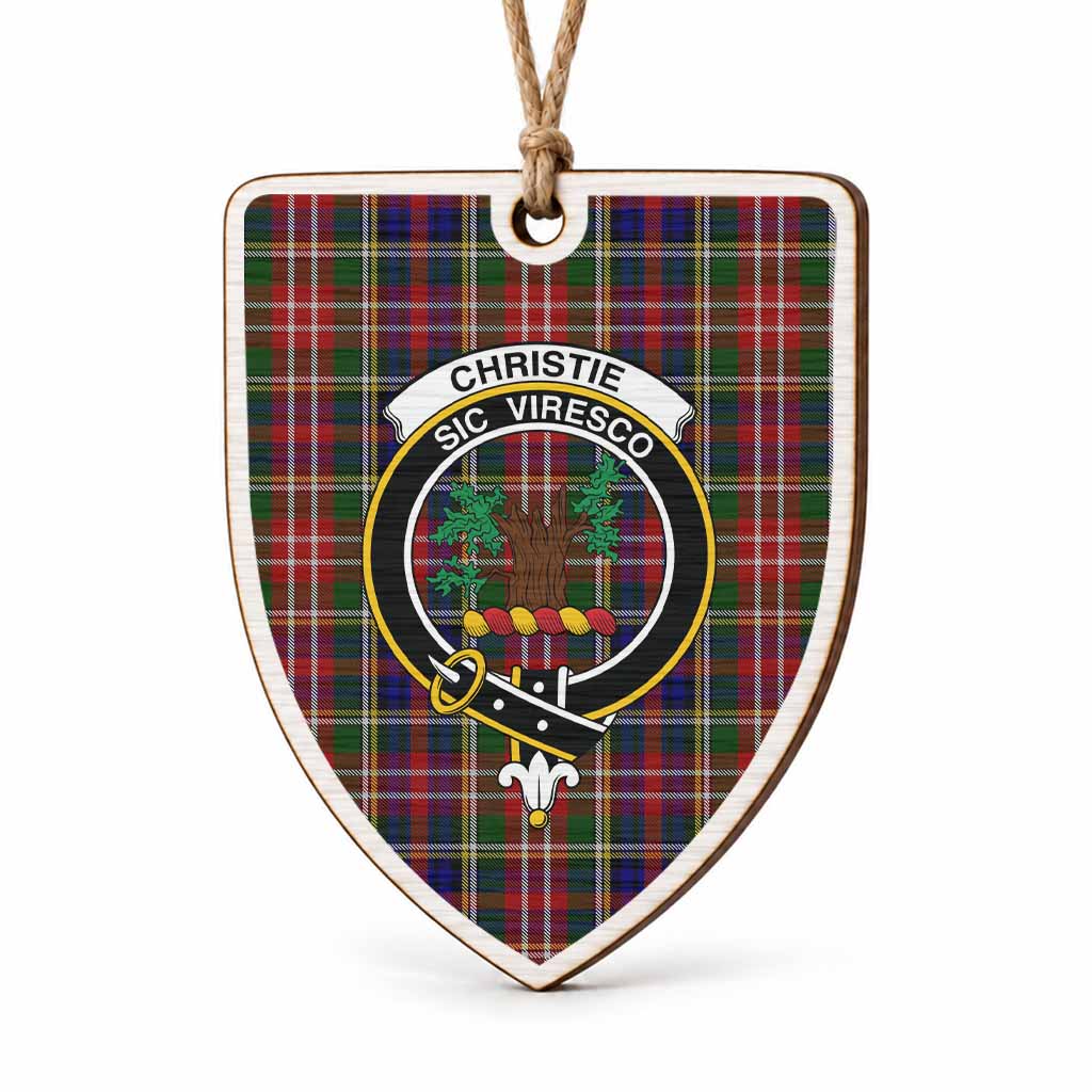 Christie Tartan Crest Shield Wood Ornament , Scottish Heritage Family Keepsake Gift