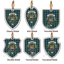 Douglas Tartan Crest Shield Wood Ornament , Scottish Heritage Family Keepsake Gift
