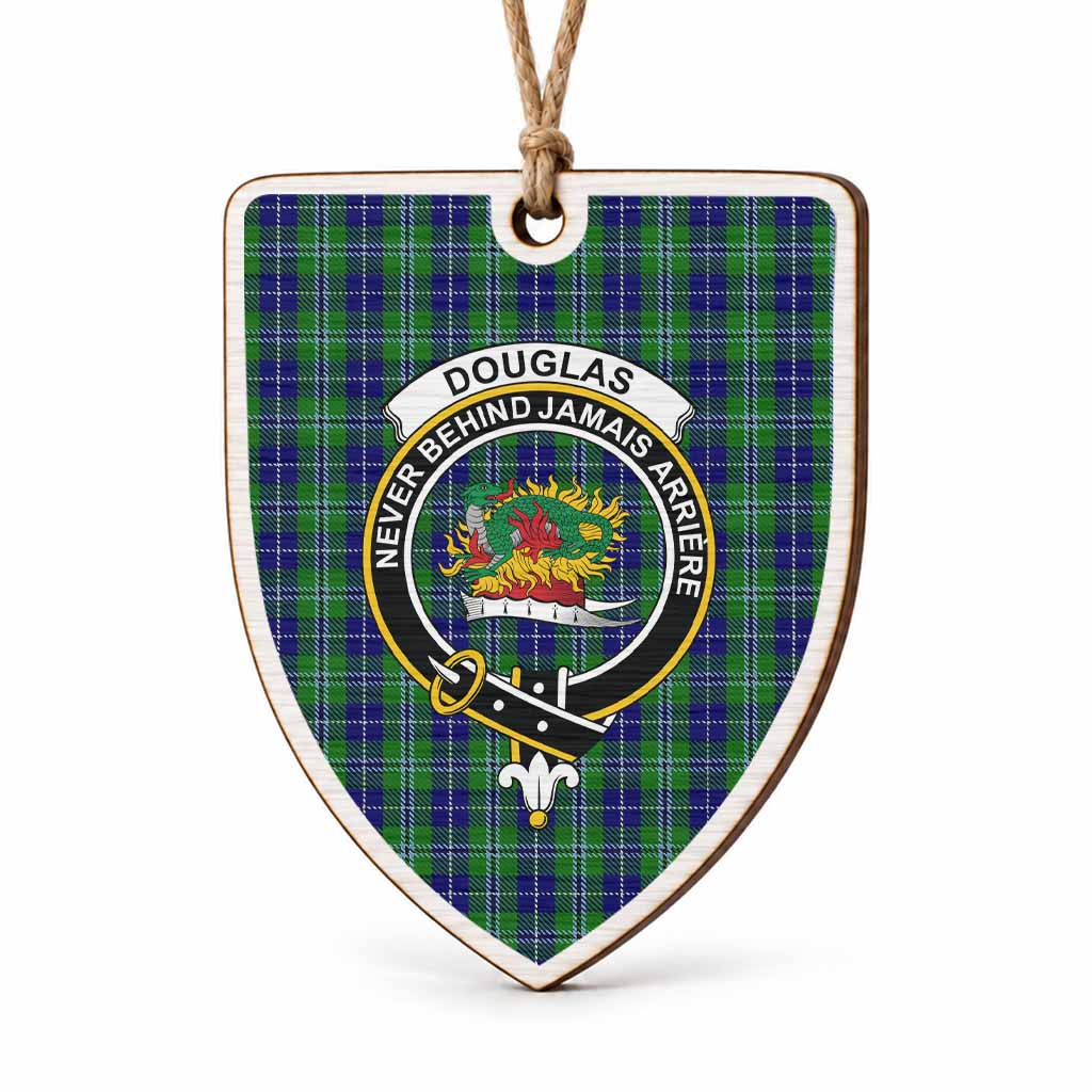 Douglas Tartan Crest Shield Wood Ornament , Scottish Heritage Family Keepsake Gift