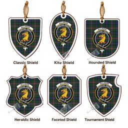Allison Tartan Crest Shield Wood Ornament , Scottish Heritage Family Keepsake Gift