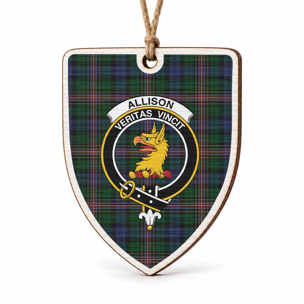Allison Tartan Crest Shield Wood Ornament , Scottish Heritage Family Keepsake Gift