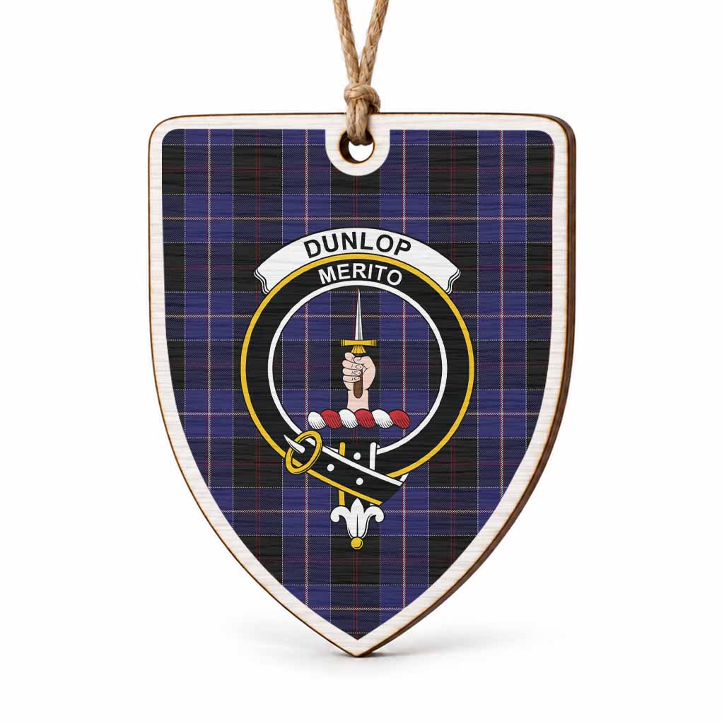 Dunlop Tartan Crest Shield Wood Ornament , Scottish Heritage Family Keepsake Gift